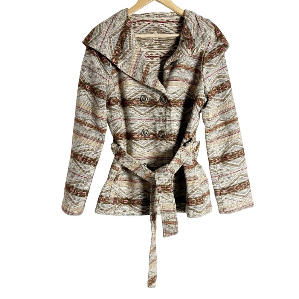 Anthropologie Daughters of the Liberation Southwestern Aztec Belted Pea Coat M